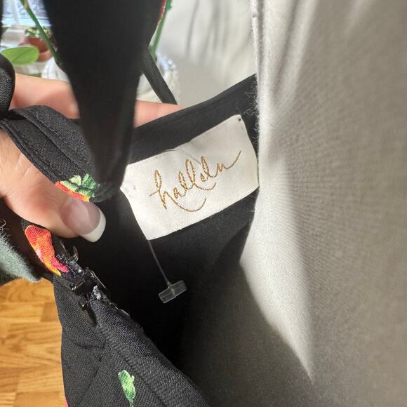 Dress Forum Halalu Dress Women M Black Cherry Print Mini Strappy Open Back - Picture 6 of 7